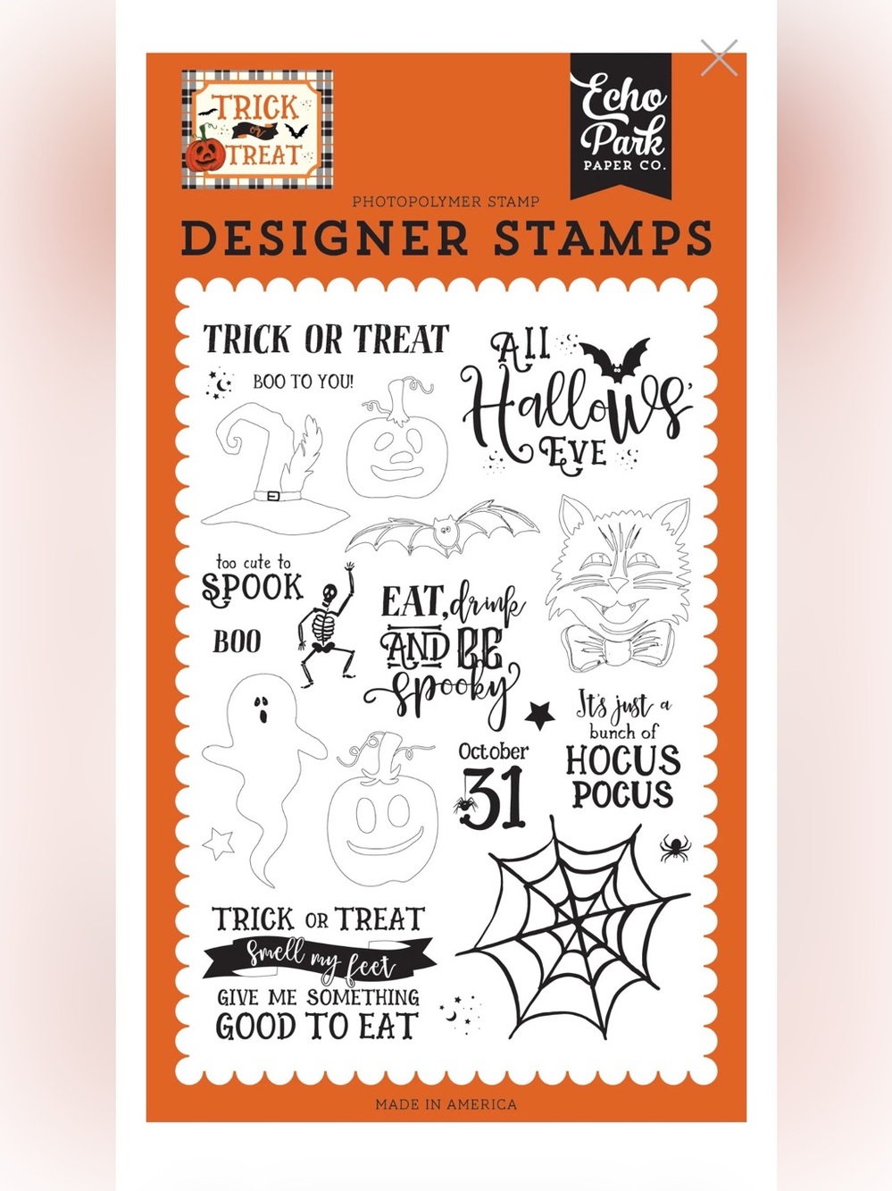 🎃👻 Echo Park Trick Or Treat: All Hallows Eve Stamp Set ✨🕷️